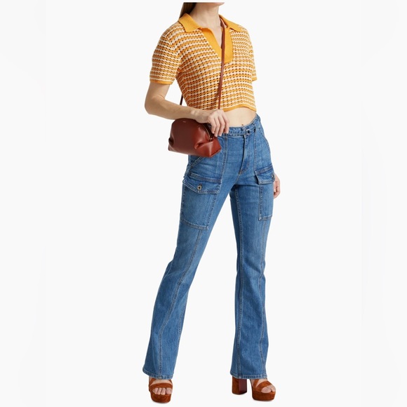 Derek Lam 10 Crosby Aspen High Rise Flare Jeans with matching belt - Picture 3 of 5